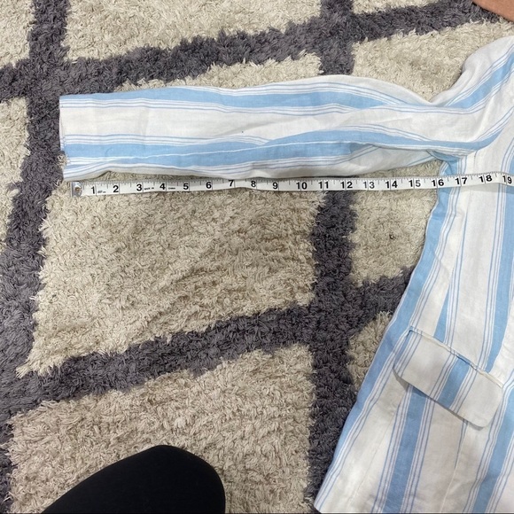 NWT FRAME Blue Stripe Linen Blazer - Picture 14 of 16